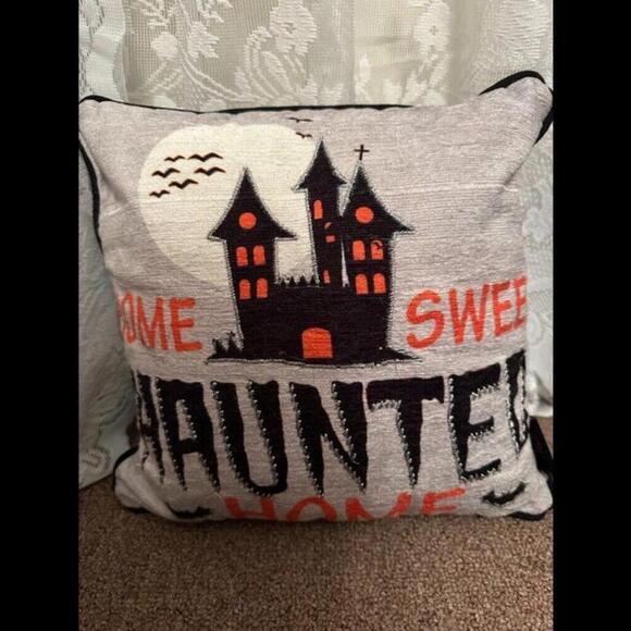 Other - Halloween Spooky Night Haunted House HOME SWEET HAUNTED HOME Throw Pillow NEW